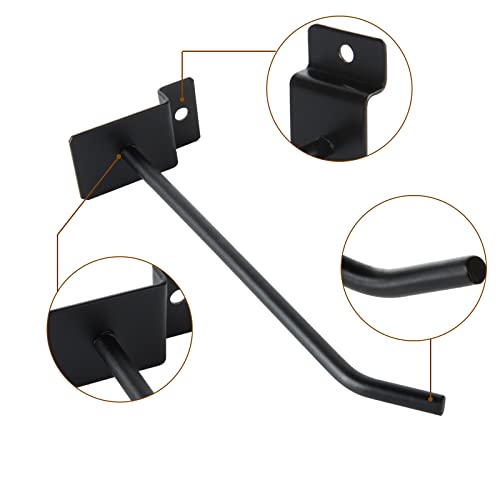 48Pcs Black Slatwall Hooks (16 Each 4/6/8 Inch), Slat Wall Panel Hook 1/4" Heavy Duty Commercial Metal Hooks, Gridwall Hooks & Hangers Slatwall Accessories For Display Comercial Retail Exhibition #TOP2