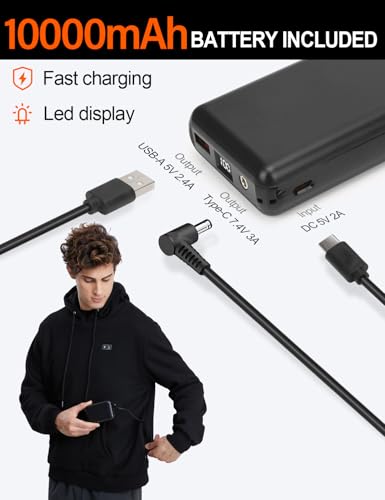 Sverlay RPS-028 Heated Hoodie For Women Men With Rechargeable Battery Pack 7.4V 10000Mah thumb #3