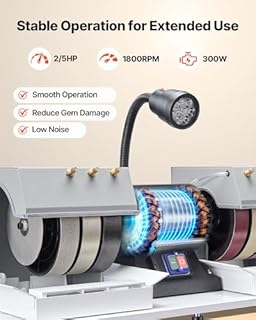 VEVOR Cabbing Machine, 8" 3/4 HP 1800 RPM Efficient, Lapidary Rock Grinder Polisher with Diamond and Resin Wheels, LED Lamp, Water System, Lapidary Equipment for Gemstone Grinding, Stone Polishing