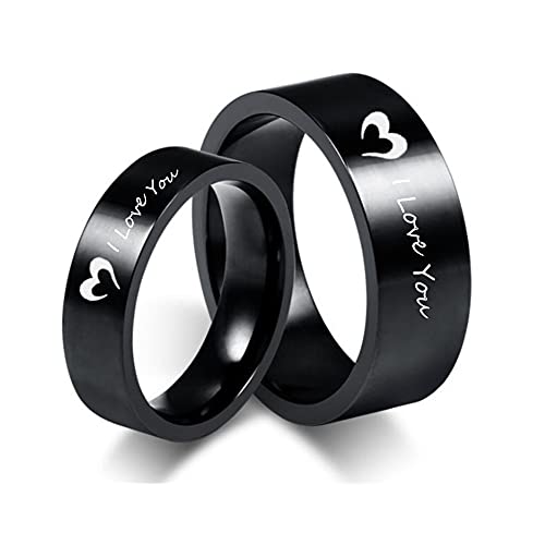Zkxxj Personalized Wedding Band Promise Rings For Couples,2Pcs 8Mm Name Date Coordinate Custom Rings Free Engraved Stainless Steel Gold Black Plated High Polished Anniversary Couple Rings #TOP12