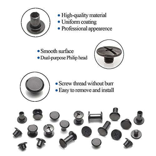 Alloygold Gun Black Chicago Screws Leather Rivets Assorted ，8 Sizes Of Screw Rivets Chicago Screws For Decorate And Repair Leather Craft Belt Bag Shoes Purse Bookbinding (M5*4,5,6,7,8,9,10,12) #TOP4