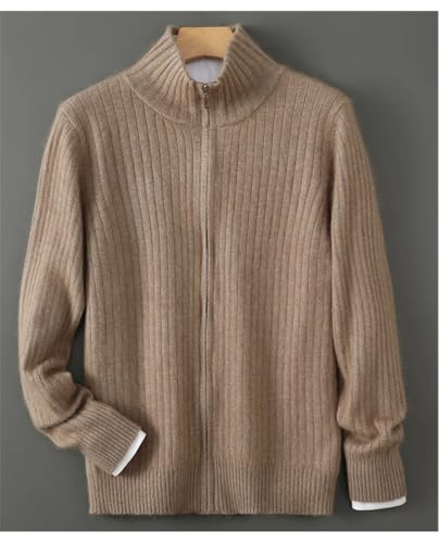 Men's 100 Percent Cashmere Sweater Men Stand Collar Knit Zipper Cardigan Sweater2