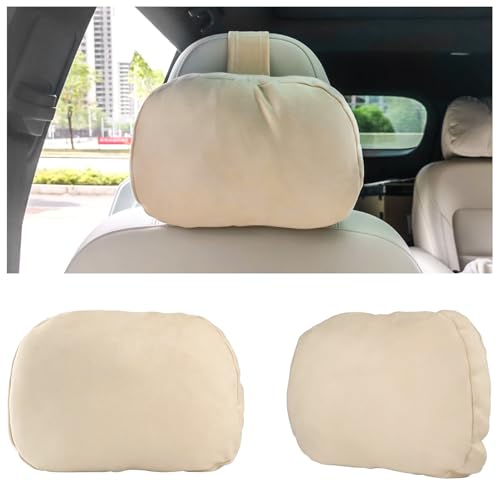 Junecarp Car Neck Pillow Soft Headrest,Premium Interior Accessories Headrest Support for Driver or Front Passenger Seat,for Driving Home Office (Beige)