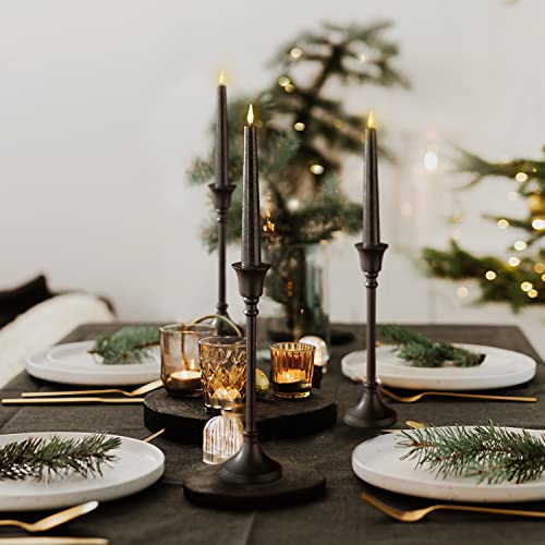 Lamplust 7 Inch Black Flameless Candles - Realistic 3D Flame With Wick, Real Wax, Flickering Flameless Candle Led, Black Taper Candles Home Decor, Remote Control And Batteries Included - Set Of 10 #TOP4