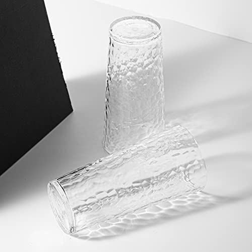Koxin-Karlu Mixed Drinkware 21-Ounce Plastic Tumbler Acrylic Glasses With Hammered Design, Set Of 8 Clear #TOP3