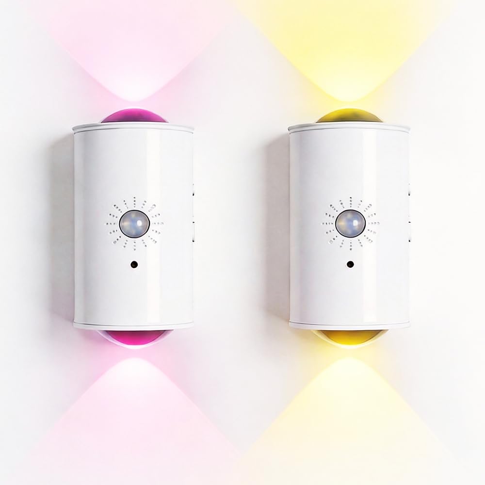 Wxeadu 2PCS Motion Sensor Lights Indoor, RGB Multi-Color Changing LED Wall Sconces, USB Magnetic LED Wall Lamp with Magnetic Patch, Smart Motion Sensor Wall lamp for Bedroom Corridor Staircase