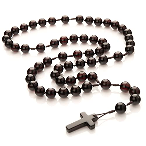 Rosario grande | Collar| Hecho a mano en ámbar báltico| Color cereza oscuro|Gran Regalo