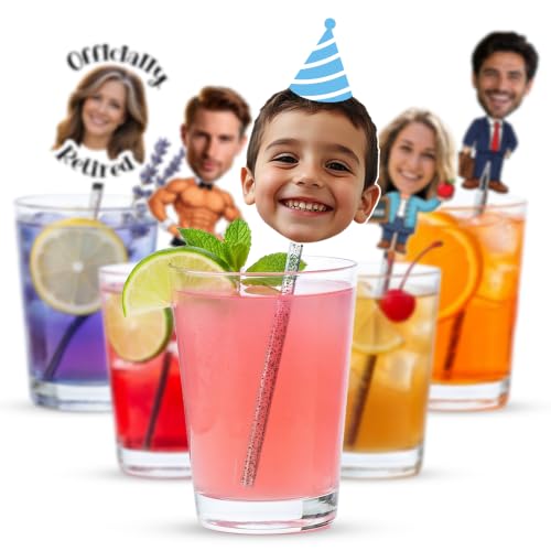 Bleu Reign Custom Face Swizzle Sticks Personalized Drink Stirrers Party Decor
