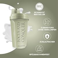 IronMaxx Eiweiß Shaker - 700ml Olive Focus and Conquer | Auslaufsicher, Spülmaschinengeeignet, BPA & DEHP-frei | Proteinshaker mit Drehverschluss, Sieb & Mess-Skala – Ansicht 2