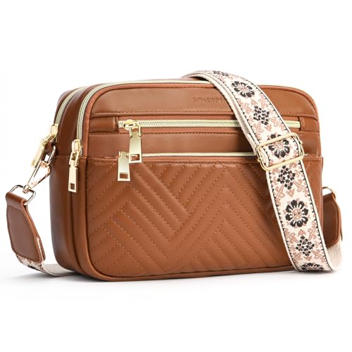 printe Leather Crossbody Bags for Women, Small Trendy Quilted Purses for Woman, Designer Travel Messenger Handbag with Adjustable Shoulder Strap-Brown printe Leather Crossbody Bags for Women, Small Trendy Quilted Purses for Woman, Designer Travel Messenger Handbag with Adjustable Shoulder Strap-Brown