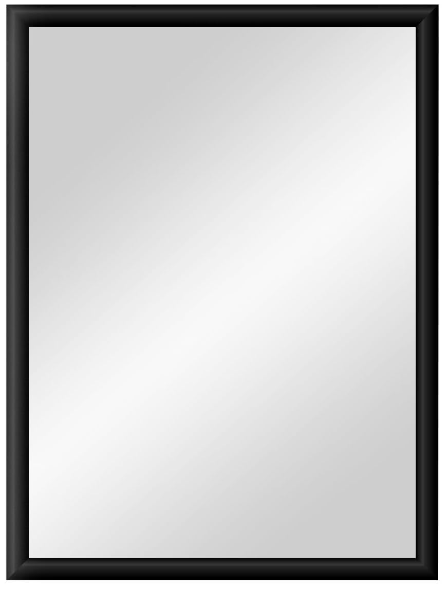 PrimeLuxe Miroir Mural 25 x 80 cm (Dimensions extérieures) en Noir Mat | Couleur et Taille sélectionnables | Miroir Salle de Bain et Couloir | avec Cadre en Bois