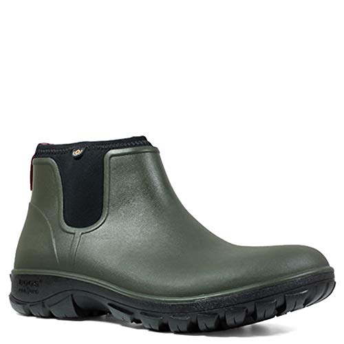 BOGS メンズ ソーヴィースリップオン ローハイト チャッカ防水レインブーツ, ダークグリーン, 24