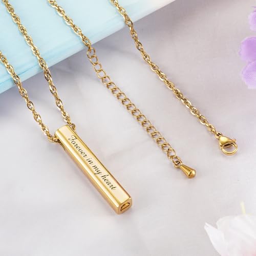 abooxiu Urn Necklace for Human Ashes Cremation Jewelry for Ashes Stainless Steel Keepsake Ashes Necklace Memorial Urn Jewelry Pendant for Women Men - Forever in my heart3