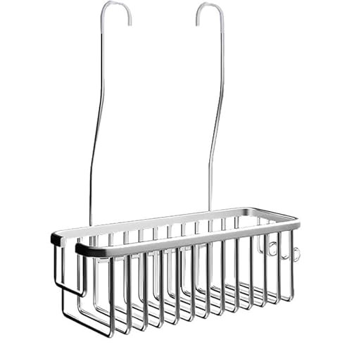 Pwrco Silver Hanging Organiser Aluminium Alloy Rustproof Caddy No Drill Over Screen Storage Rack Basket For Shampoo Conditioner Soap Toiletries Slim Bathroom Accessory 30Cm