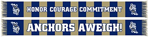 RUFFNECK Official NCAA Navy Scarf | Premium Jacquard Knit Neck Scarf for Women and Men | Officially Licensed Navy Apparel | Blue and Gold Bars