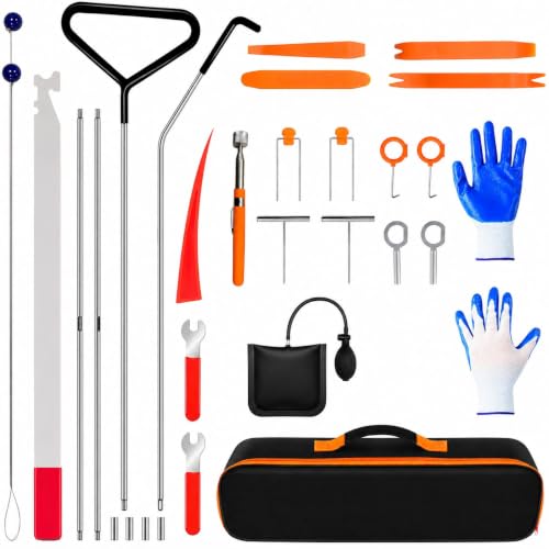 DriVie 28 pcs Stainless Steel Repair Tools, 68 inch Portable Repair Tools for Routine Vehicle Maintenance - Multipurpose Automotive Car Tool Kit Set with Carrying Bag