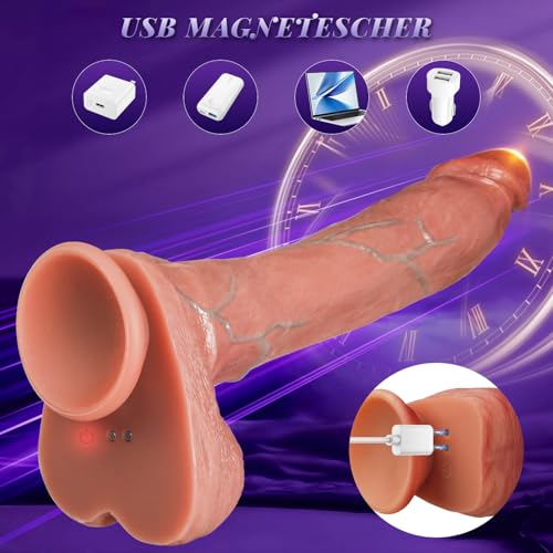 Realistischer Dildo Vibrator für Frauen 27.8cm Klassische Dildo mit 7 Stoßfunktion und 10 Vibrationsmodi, Sex Spielzeug für die Frau Flüssigsilikon Anal Vibratoren für Mann Penis Dildos mit Saugnapf