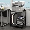 Fannova Large Printer Stand Table with Power Outlets and USB Type C Port for Home Office, 22 x 18 Inch Rolling Printer Cart with Industrial Wheels and Storage Shelf for PC Tower CPU Shredder – Black