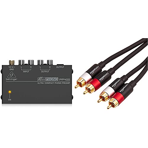 Behringer MICROPHONO PP400 et câble RCA Amazon Basics 1,22m pour platine vinyle