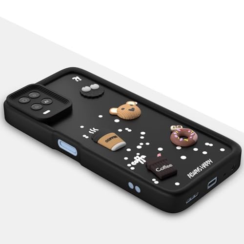 Image of Bintage Cute Fun Taddy| 3D Ball Bear| Donut| Coffee Rubber Case Full Body & Camera Protection Back Cover Compatible for Oppo A54 4G - Black