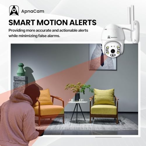 Image of ApnaCam 3MP Wi-Fi Full Color Outdoor Smart Security Camera | 360 with Pan & Tilt | Two Way Talk | Human Detection | Night Vision | Supports SD Card (up to 128 GB)