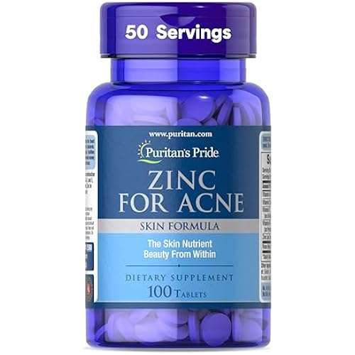 Puritan's Pride Zinc for Acne Skin Formula with Vitamins C, B-6, A, and E