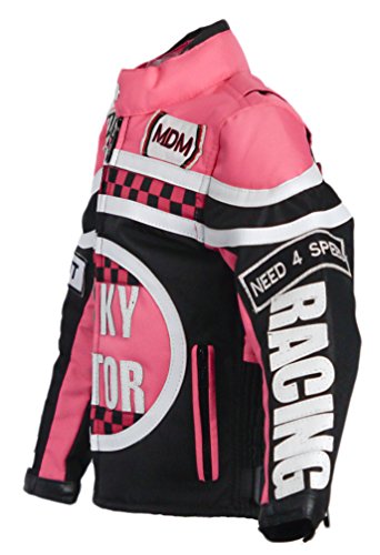 MDM Veste de moto pour fille rose pour enfant, Rose, L