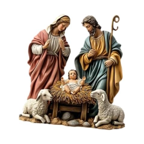Nativity Scene Figurine Jesus Collectible Religious Sculpture Acrylic Christmas Decor for Home Display Office 7.87x8.66inch Cover