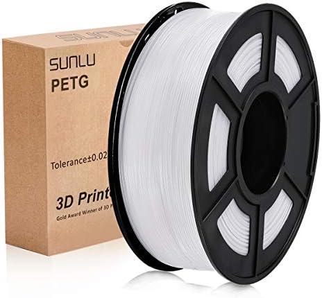 PETG 3D Printer Filament 1.75mm 1 kg Spool, SUNLU PETG Filament White 1.75 +/- 0.02 mm for 3D Printing