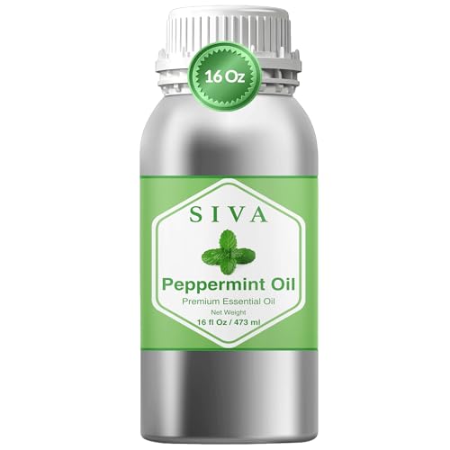Image of Siva Peppermint Essential Oil 16 Fl Oz - for Diffuser, Skin & Hair Care - Ideal for Aroma, Massage & DIY Blends- with Dropper