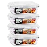Kit 4 Potes de Vidro Retangular com Tampa Hermética 1520ml Cor: Transparente