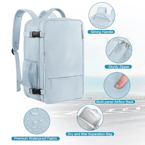 Image of Sinaliy Large Expandable Travel Backpack for Men and Women, 17 Inch Laptop, Waterproof, Casual, College, Business, Hiking, Camping