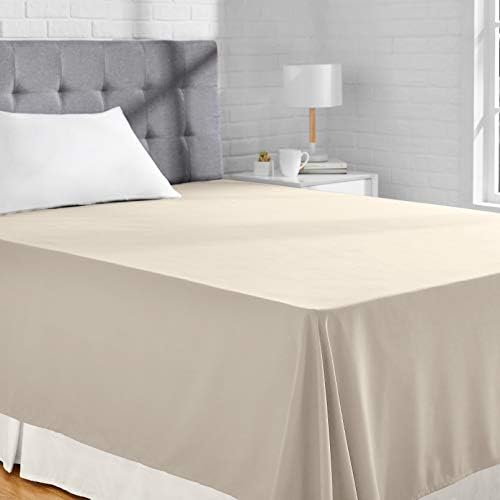 Amazon Basics Microfiber Flat Sheet, 230 x 260 cm - White