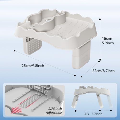 Anivia Hot Tub Table Tray, Adjustable Width 4.3\" to 7.7\" Hot Tub Accessories for Intex PureSpa, Nonslip Caddy Holds 2 Drinks, Keep Snacks-Drinks Handy and Dry, Fits Outdoor Inflatable Spa/Pool(Beige) - Thumbnail 2