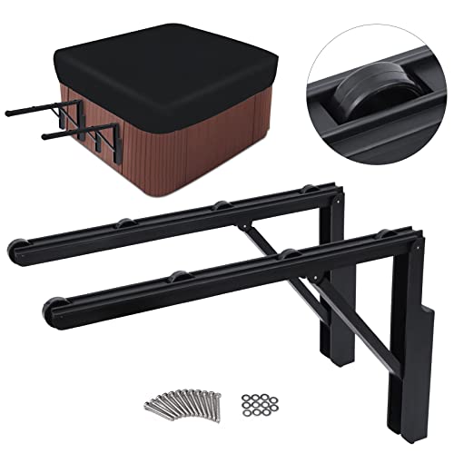 Tub Cover Roller Racks Hot Tub Cover Lifter Removal Dual Roller Retractable Arms FREE Fits Varying Sizes & Shapes - Black