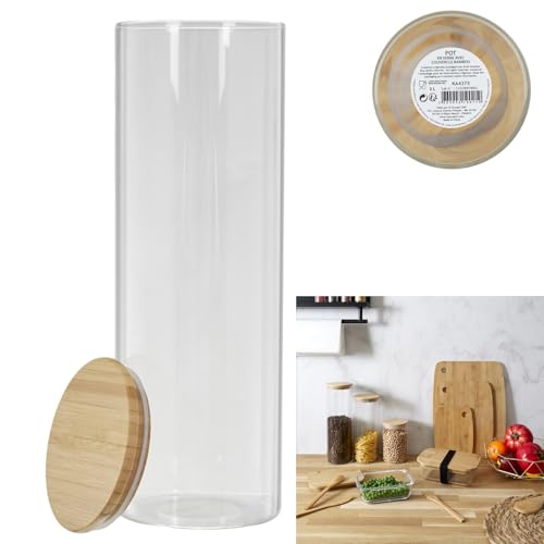 COOK CONCEPT - KA4373 Bocal Haut En Verre Avec Couvercle En Silicone - Conçu Pour Conservation et Stockage - Réutilisable - Transparent - Capacité 2 Litres