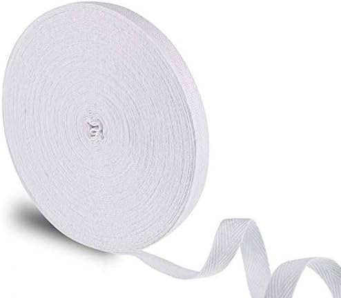 Twill Tape Ribbon Soft Natural Twill Tape Herringbone Webbing Tape Sewing Twill Ribbon for DIY Craft Making (White, 1/2 Inch, 27 Yards)