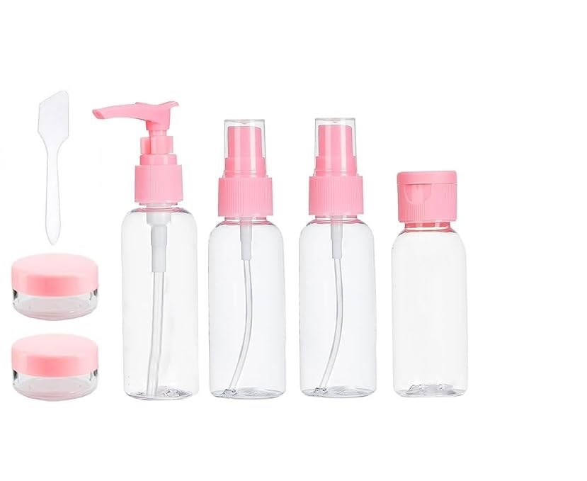 Travel Bottles for Toiletries (6pcs) - Refillable Empty Mini Containers with Pouch (Pink Color) - Travelling Accessories & Essentials Kit Set for Shampoo, Cosmetics, and More-image-38