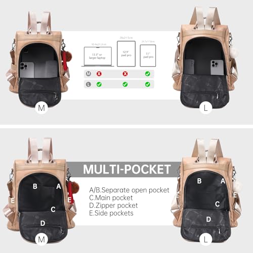 Image of CHERUTY Women Backpack Purse PU Leather Anti-theft Casual Shoulder Bag Fashion Ladies Satchel Bags
