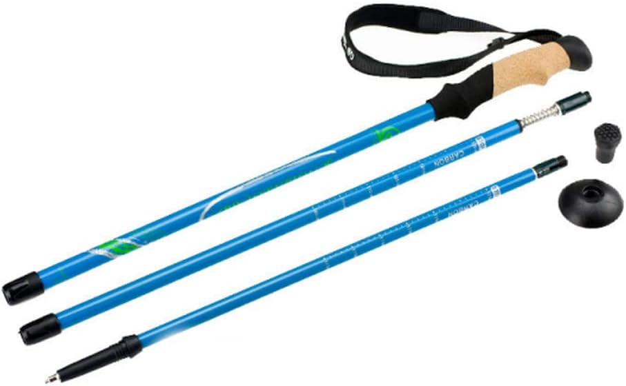 Outdoor Hiking Retractable Lightweight Carbon Fiber Trekking Poles Carbon Crutches Three-Color Optional Skiing Poles
