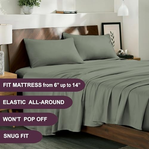 NIM TEXTILE Luxury Soft Sheets 1600 TC Softness Deep Pocket Fitted Sheet 4pc Bed Sheets Set Milano Collection Bedding - Oregano, Full by NIM TEXTILE - Image 2