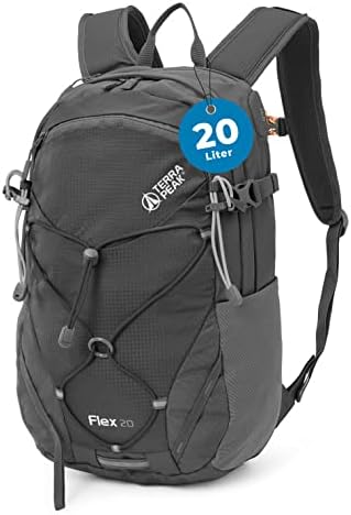 Terra Peak® Premium Wanderrucksack 20L (FLEX 20) klein mit Rückenbelüftung, Regenschutz & Trinksystem-Halterung - Ergonomischer Outdoor Trekkingrucksack aus 3D Air Mesh Polyester &