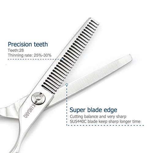 5.5" Barber Hair Thinning Scissors 440C Professional Thinning Shears Barber Shears 28 Teeth Convex Edge KINSARO for Hairdresser Barbershop or Home Use