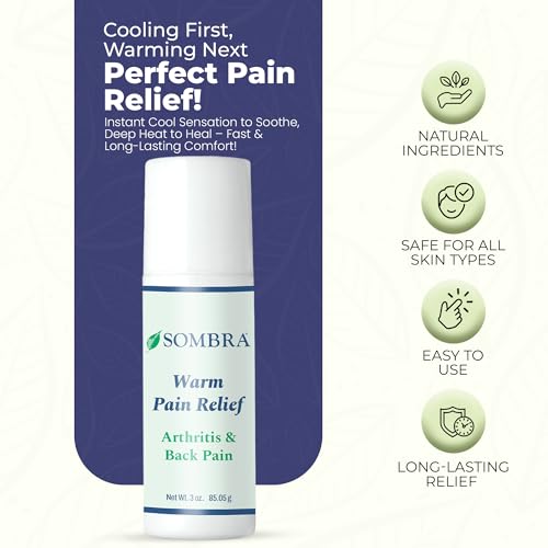 Sombra Warm Pain Relief Gel, Warm Relief for Arthritis and Chronic Pain Pre-Workout Muscle Rub Vegan Formula Free of Artificial Fragrances, Dyes, NSAIDs, Wax, Petroleum, Alcohol - 3oz Roll-On - Thumbnail 3