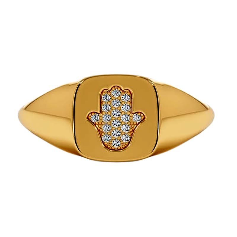 Bague chevalière en argent 925 avec pierre CZ transparente et anneau serti de diamants