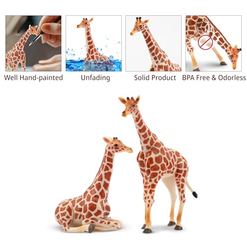 TOYMANY 4 Stück Giraffen Familie Tiere-Figuren Set Safari Spielfiguren Realistische Giraffen Spielzeug Dschungeltier-Figuren Tierfigur Plastiktiere Zoo Dschungel Wald Wild, zum Spielen oder als Deko