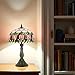 MQYXH Tiffany Lamp Stained Glass Table Lamps Pink Tulip Style Desk Lamp 12X12X18.5 Inch Bronze Ceramic Base Reading Light Suitable for Bedside Bedroom Living Room Dining Room Office