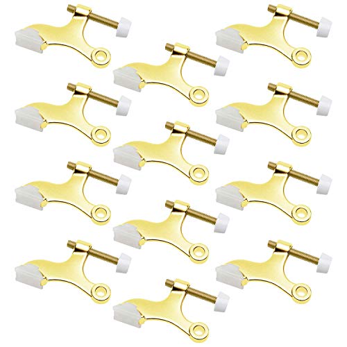 Nuk3y Hinge Pin Heavy Duty Adjustable Door Stop (12 Pack, Polished Brass)