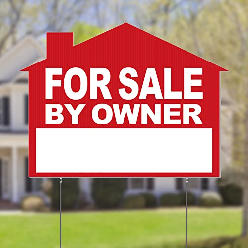 3 Pieces For Sale By Owner Yard Sign With Stakes 12 X 16 Inch Double Sided Home For Sale Signs Corrugated Plastic Open House Signs With Directional Arrows For Home House Real Estate #TOP4