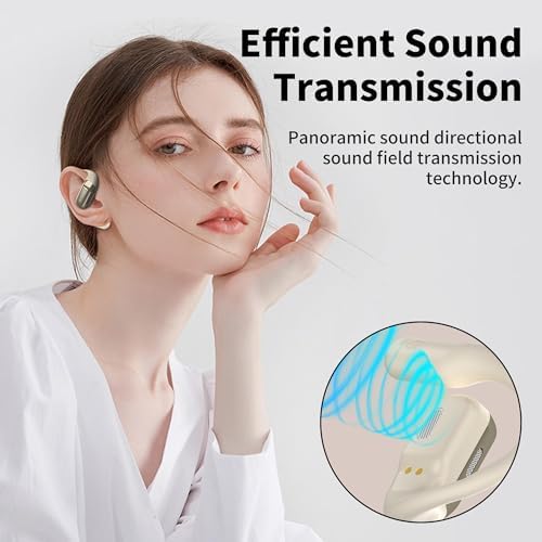 BUGANI Open Ear Headphones, Bluetooth 5.2 Open Ear Earbuds with Microphone, ENC Clear Talk, Immersive Stereo Sound, Fast Charging, 32H Playtime, Waterproof, White - 5